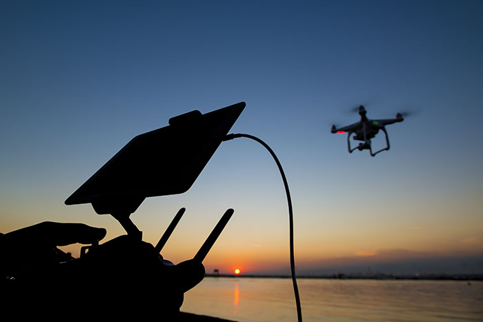 A drone over water