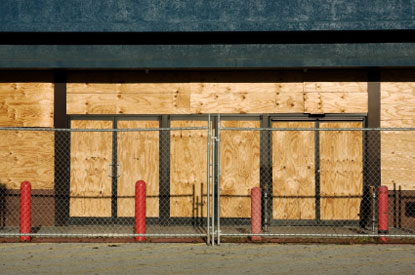 Boarded-up shop