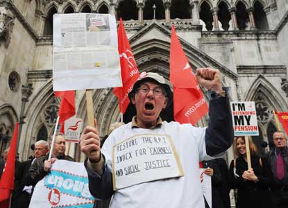 Protestors outside the High Court