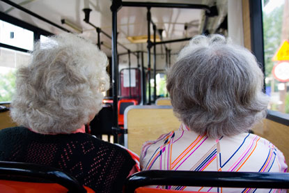 Elderly people on a bus