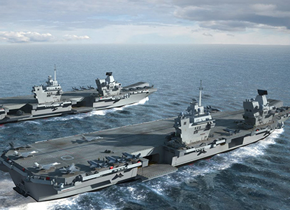 An artists’ impression of a Queen Elizabeth-class aircraft carrier. Construction of the two vessels is among the projects overseen by the MPA. Photo: Ministry of Defence