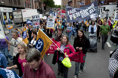 Civil servants could go on strike this autumn over proposed pension changes. Teaching staff took industrial action over the changes in June. Photo: PA