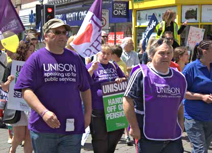 Unison members on strike
