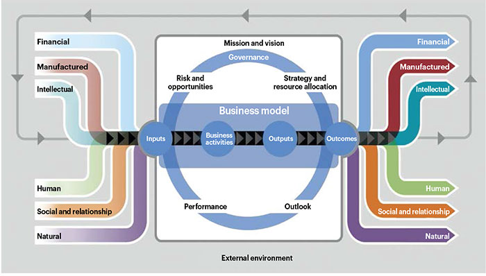 Integrated reporting six capitals Integrated reporting calls for organisations to report on their work against six capitals – financial, manufacturing, human, social and relationship, intellectual, and natural – to get a more complete view of their impact on those around them.