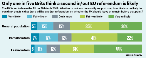 Only one in five Brits think a second in/out EU referendum is likely
