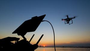 A drone over water