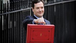 George Osborne and Budget box