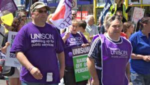 Unison members on strike