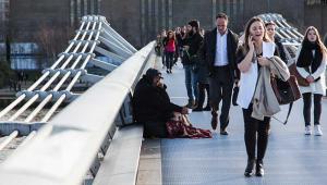 Homeless person on Millennium bridge