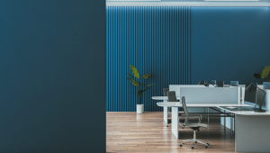 Modern empty office space with wooden flooring.credit_shutterstock_2501606657-v