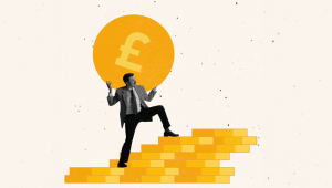 concept of man carrying coin. credit_shutterstock-2091841870