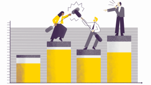 manager as referee to business colleagues fighting illustration CREDIT - jamie-jones -ikon