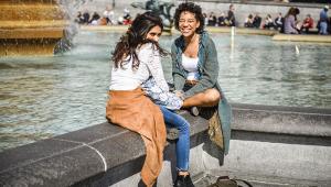 Happy girls in the city