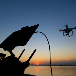 A drone over water