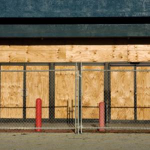 Boarded-up shop