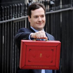 George Osborne and Budget box