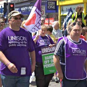 Unison members on strike
