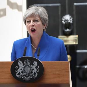 Theresa May saying she'll form a partnership with the DUP 