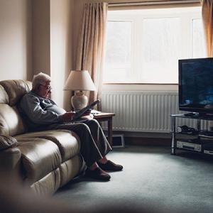Elderly person on living room