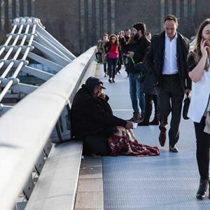 Homeless person on Millennium bridge