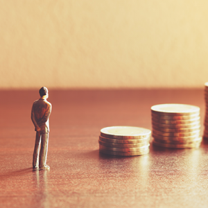 Man and coins