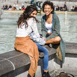 Happy girls in the city