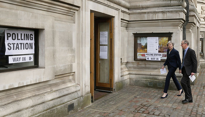 Theresa May votes in Westminster - May 2018