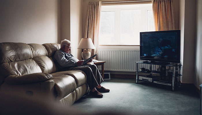 Elderly person on living room