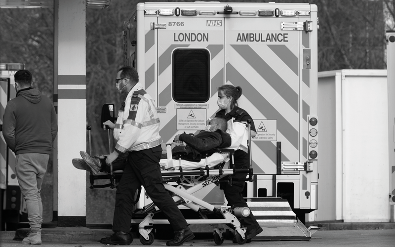 ambulance crew with patient. CREDIT- getty-1237571731