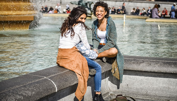 Happy girls in the city