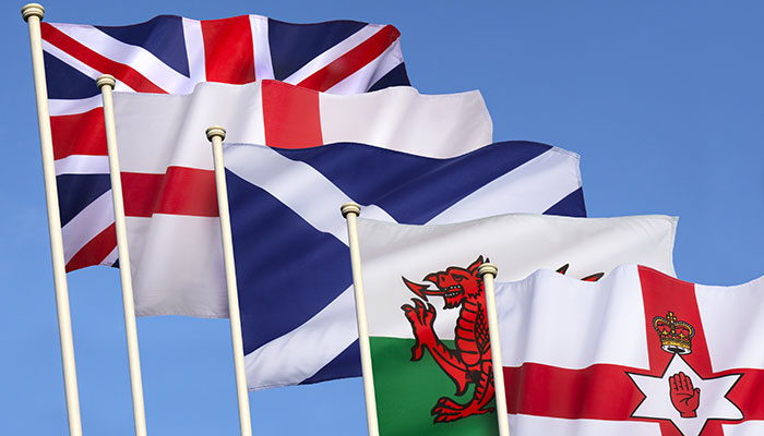 UK flags devolved nations UK flags devolved nations